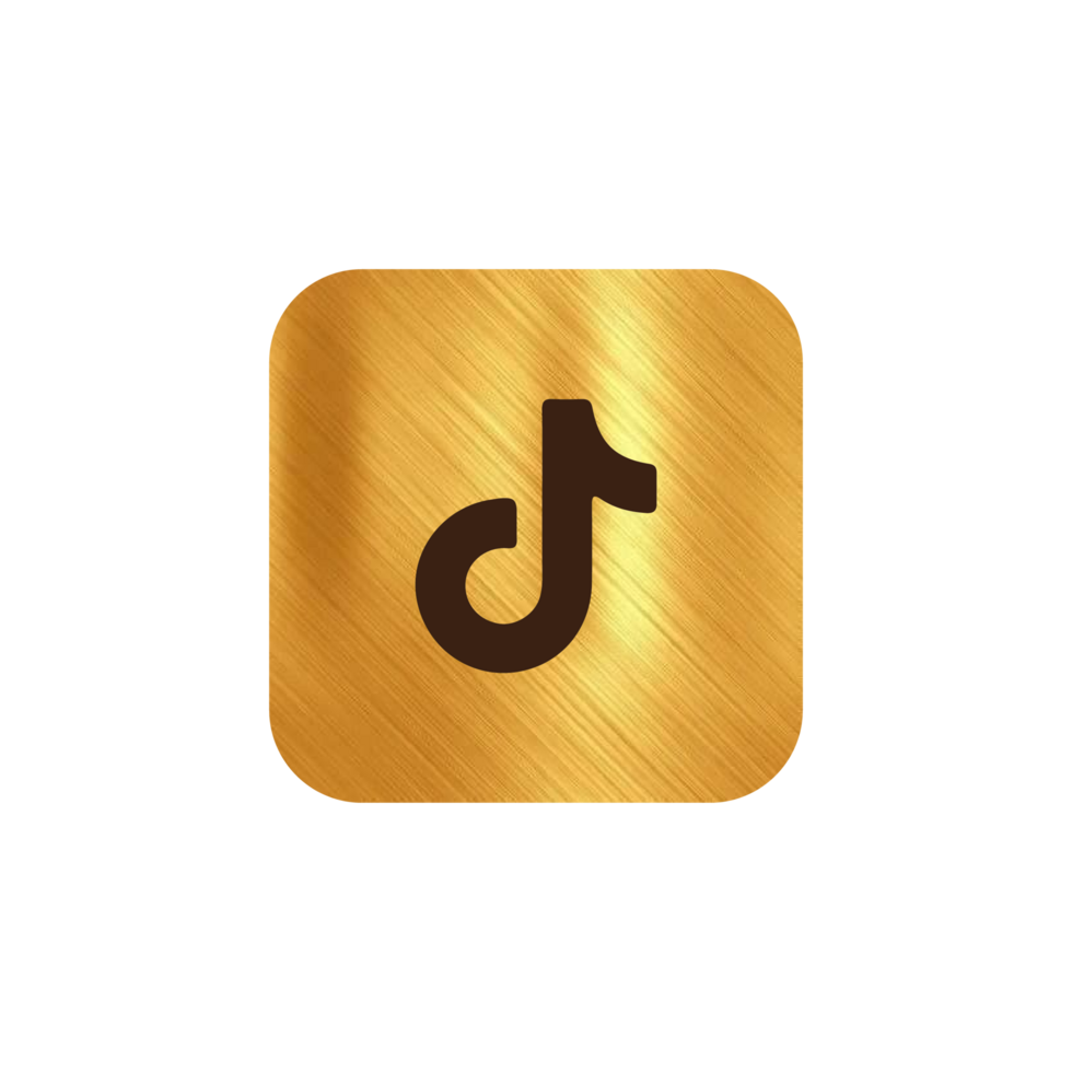 Tiktok logo on a gold square png