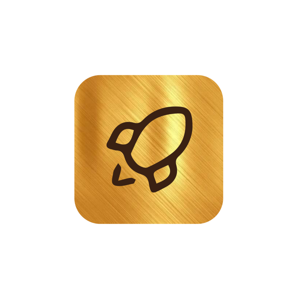 A gold icon with a rocket on it png
