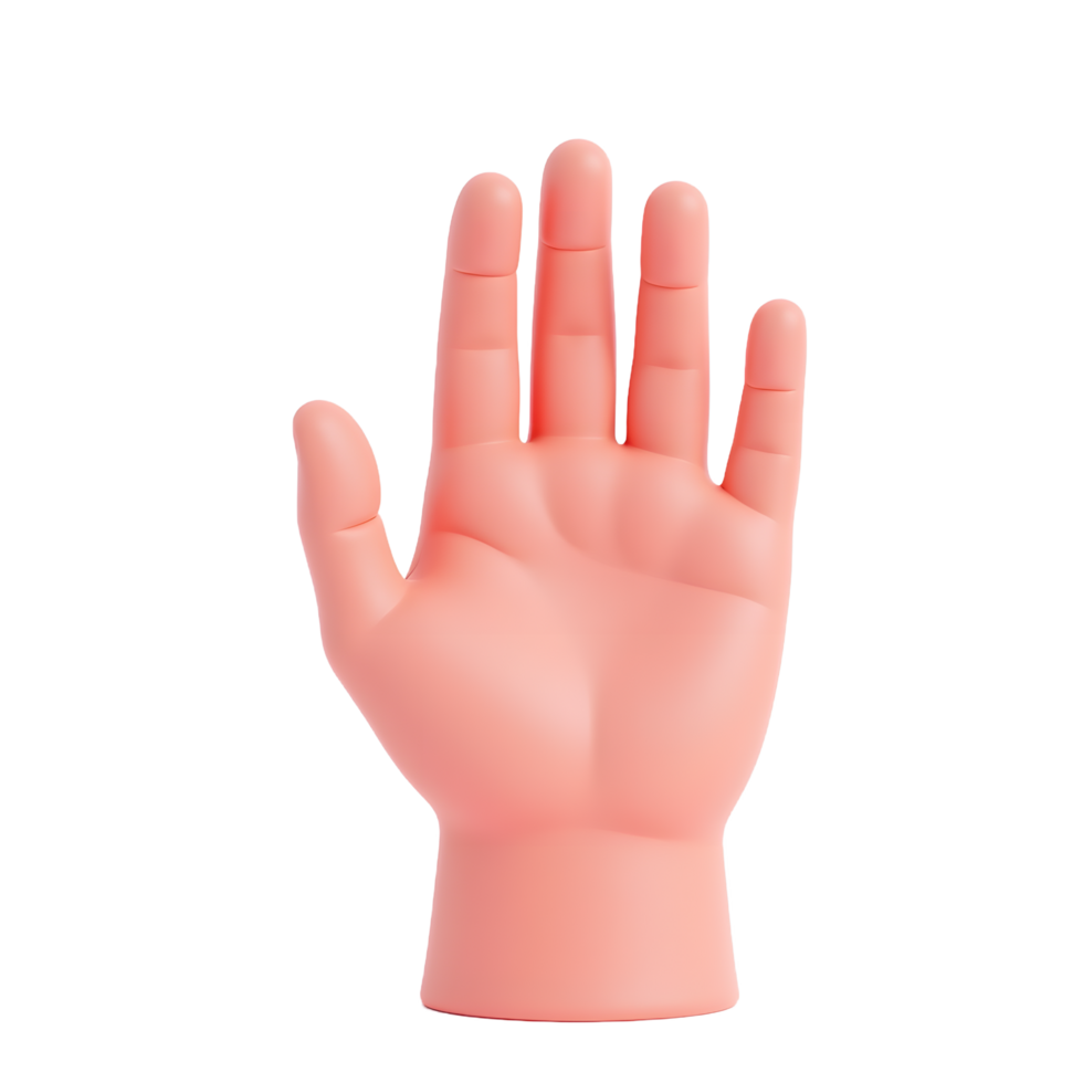 3D Cartoon Hand Model Stop Gesture Pink Palm png