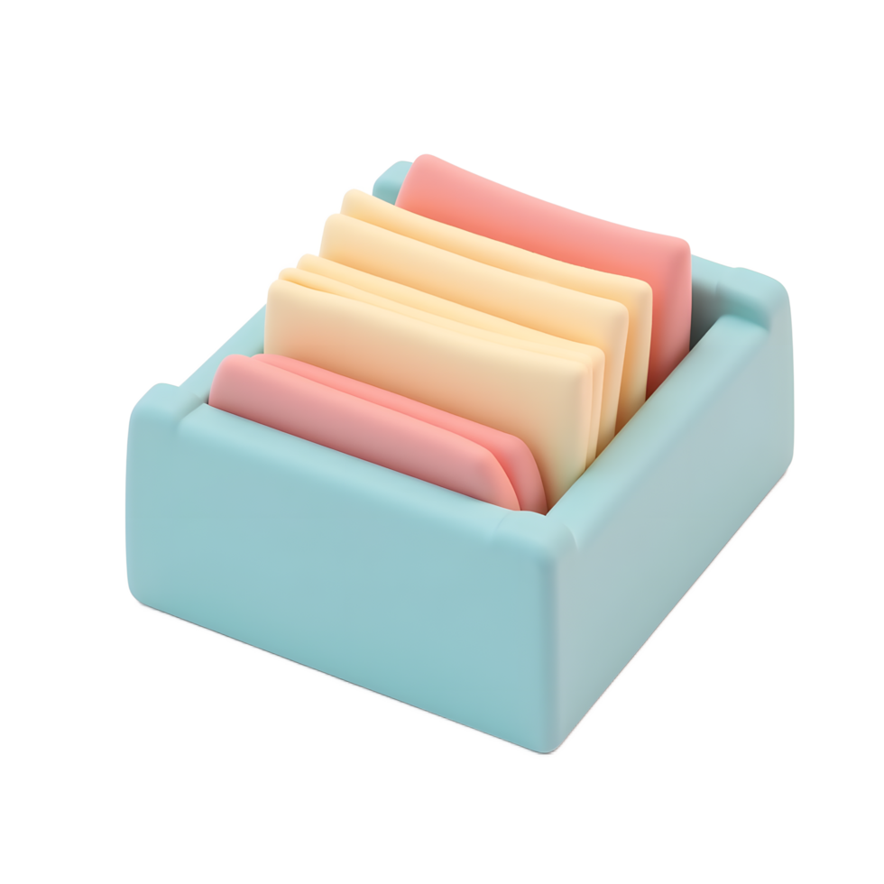 Pastel Colored Notepads in Cute Desk Organizer png