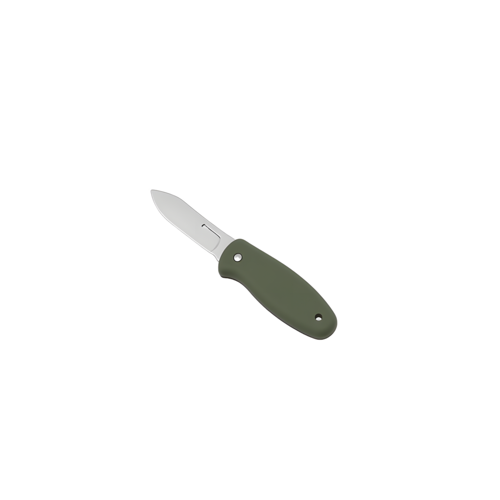 Compact Olive Green Pocket Knife with Stainless Steel Blade png