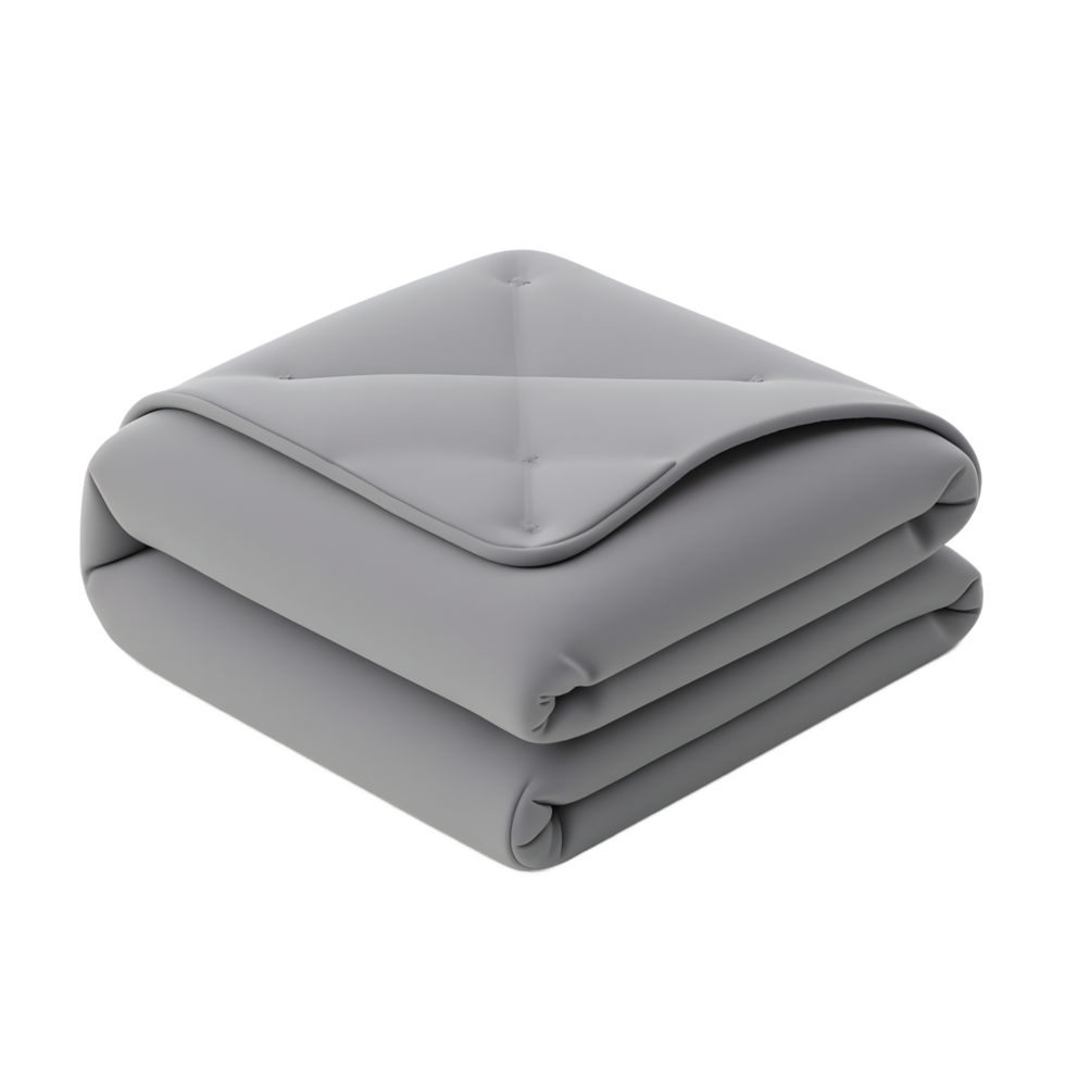 Soft Gray Quilted Blanket Folded Neatly for Cozy Comfort png