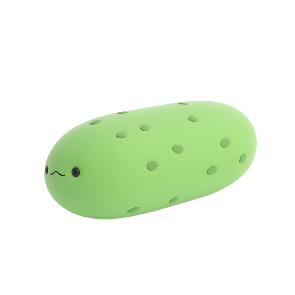 Adorable 3D Render of a Cute Cartoon Cucumber png