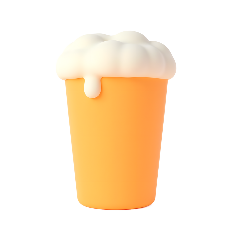 Cute 3D Render of Beer in a Cup with Foam png