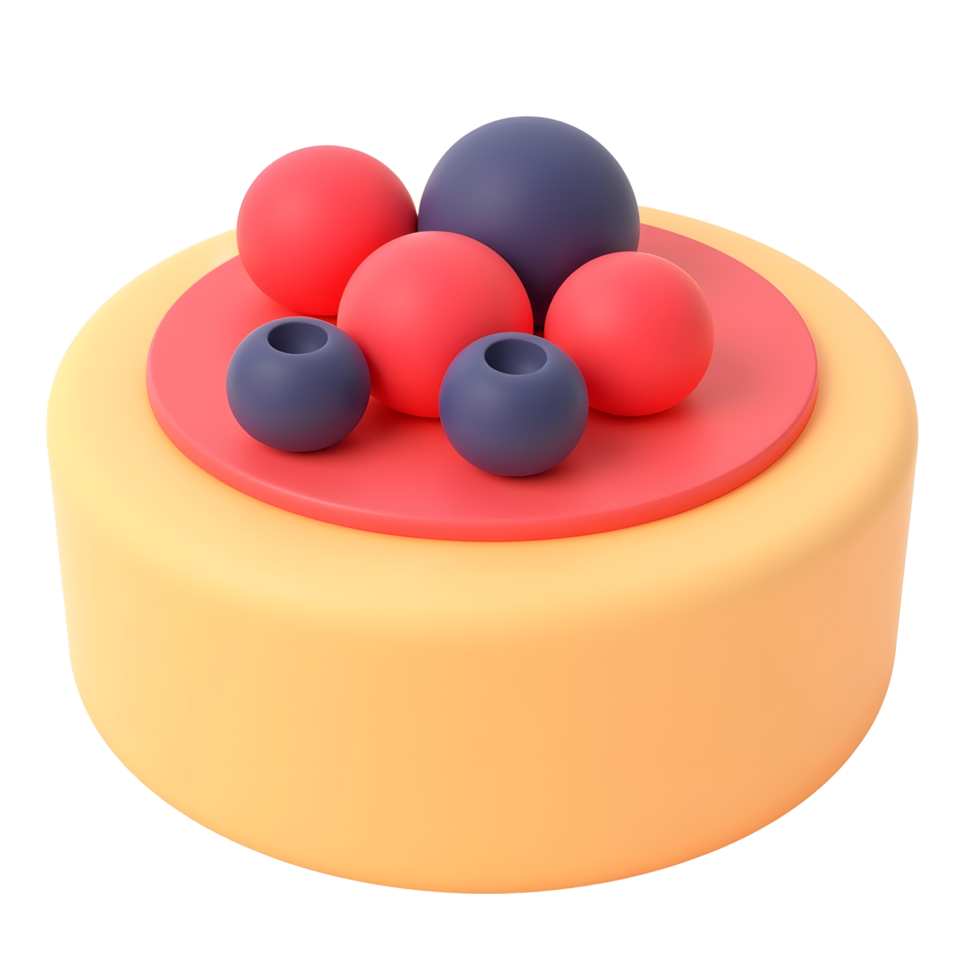 Colorful 3D Render of Berries on a Cake png