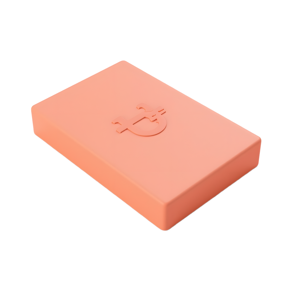 Peach Bitcoin Block 3D Render High Quality Image png
