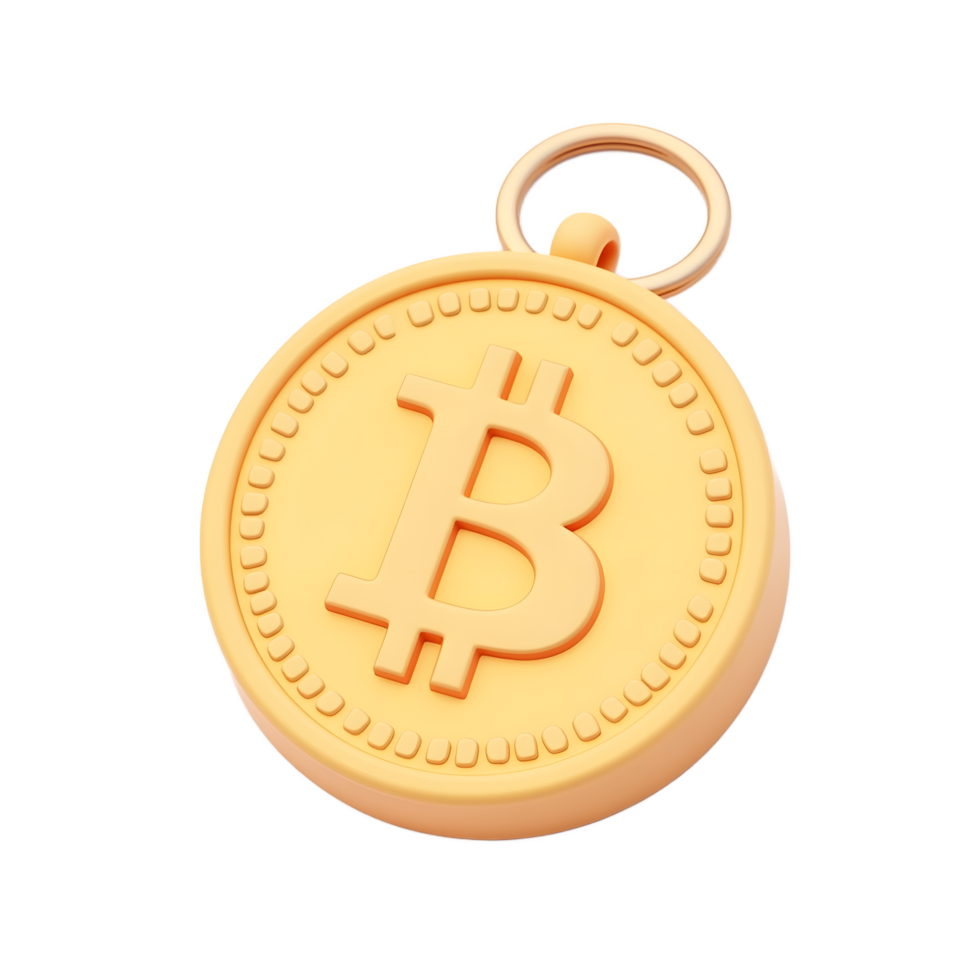 Gold Bitcoin Keychain Cryptocurrency Charm Digital Currency png