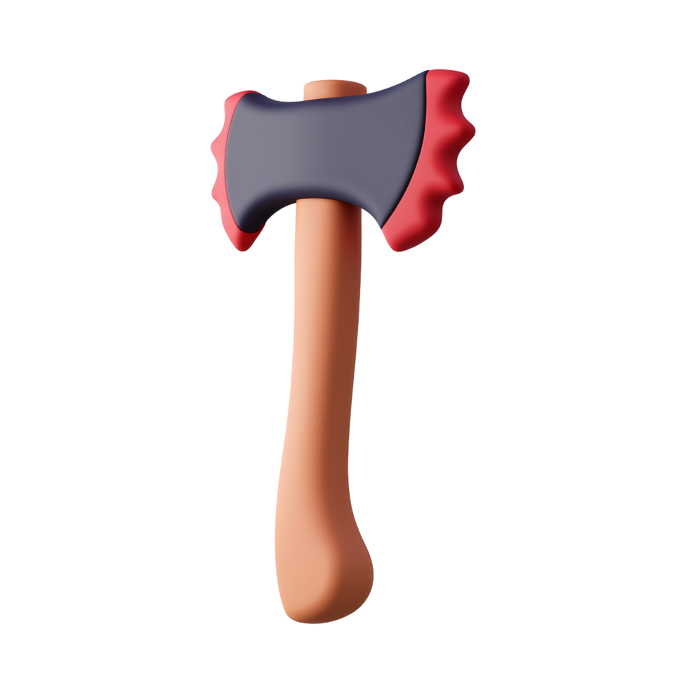 Cartoon Axe 3D Render Red and Black png