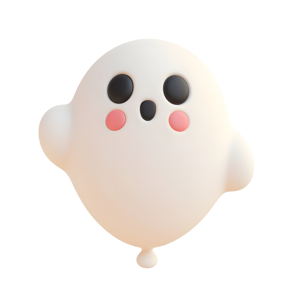 Adorable 3D Rendered Cute Ghost for Halloween png