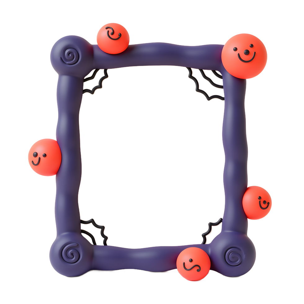 Cute Halloween Picture Frame with Smiling Faces png
