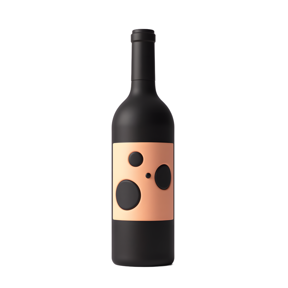 Elegant Black Wine Bottle with Abstract Label Design png