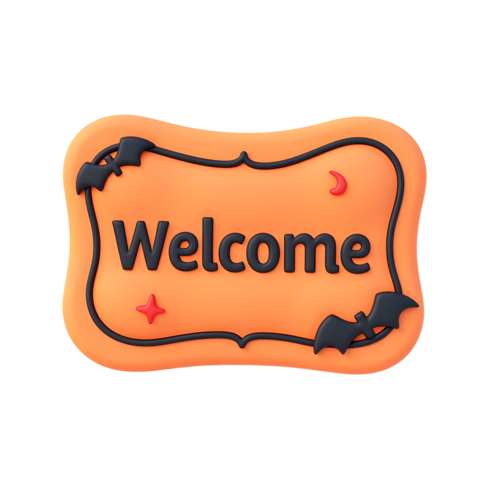 Cute Halloween Welcome Sign 3D Render png