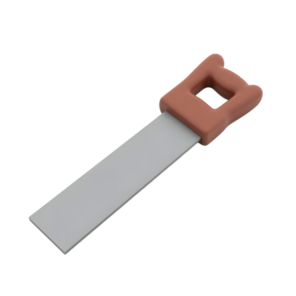 Small Hand Saw 3D Model Grey Blade Brown Handle png