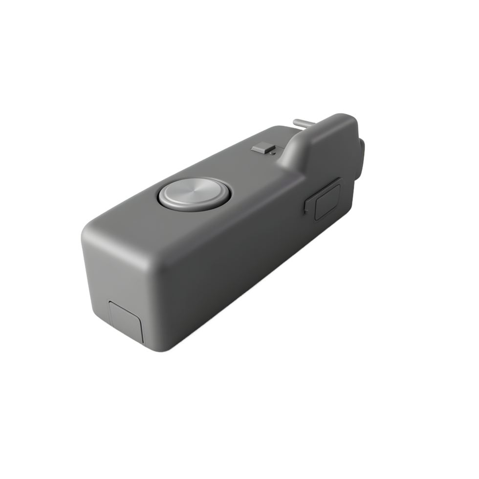 Compact Gray Electronic Device with Button and Plug png