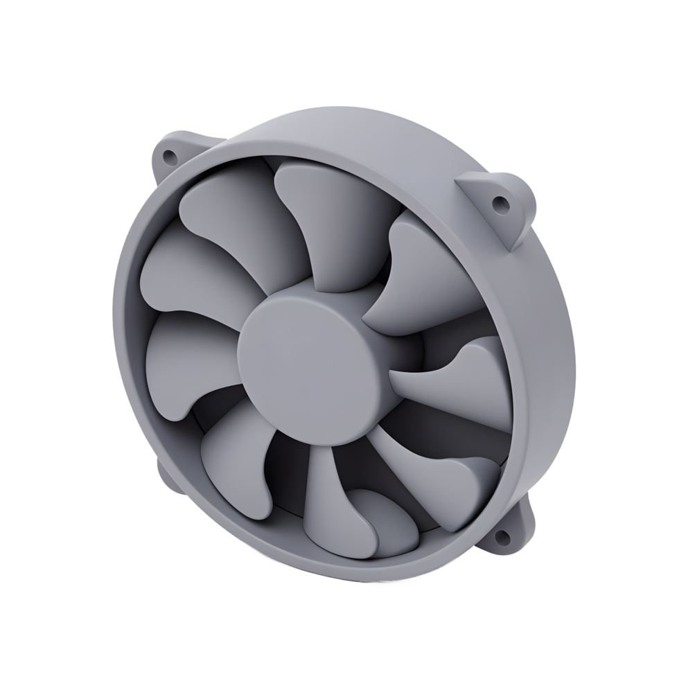 Gray Computer Cooling Fan 3D Model Render png