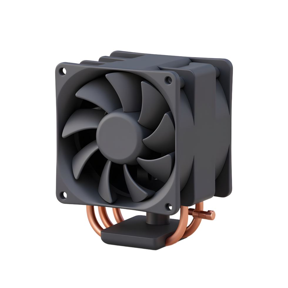 Powerful CPU Cooler Fan with Copper Heat Pipes png