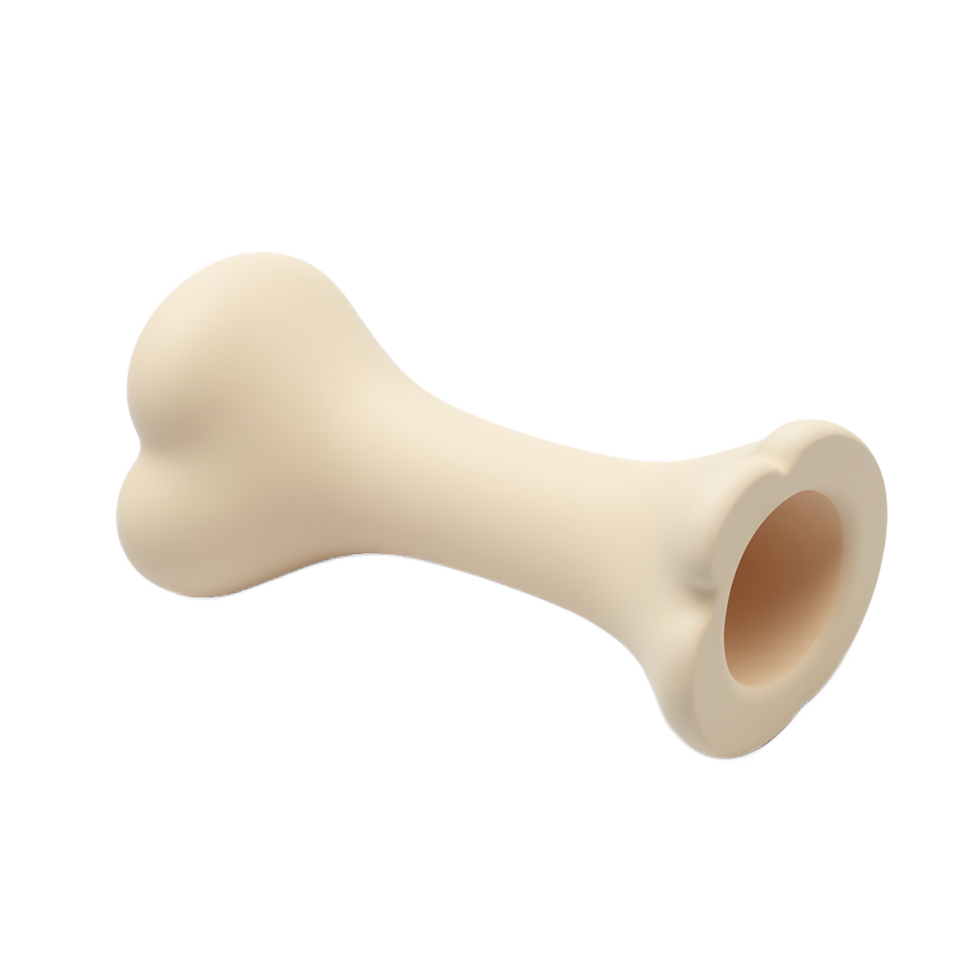 Cream Dog Bone Toy Realistic 3D Render png