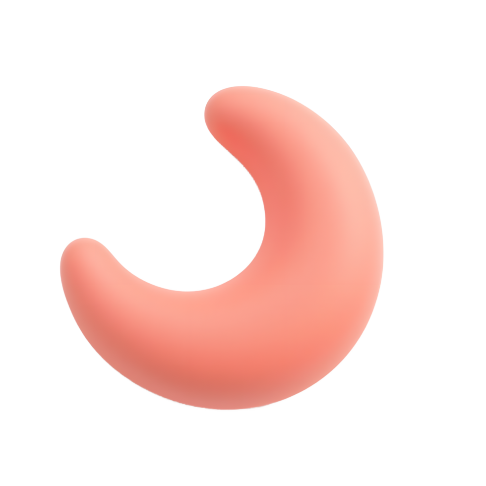 Coral Pink Crescent Shape 3D Render Abstract Design png