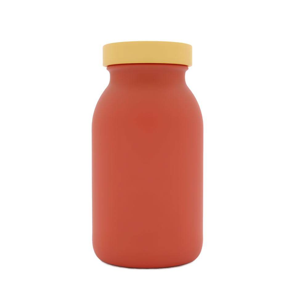 Red Bottle Mockup with Yellow Cap Product Packaging Design png