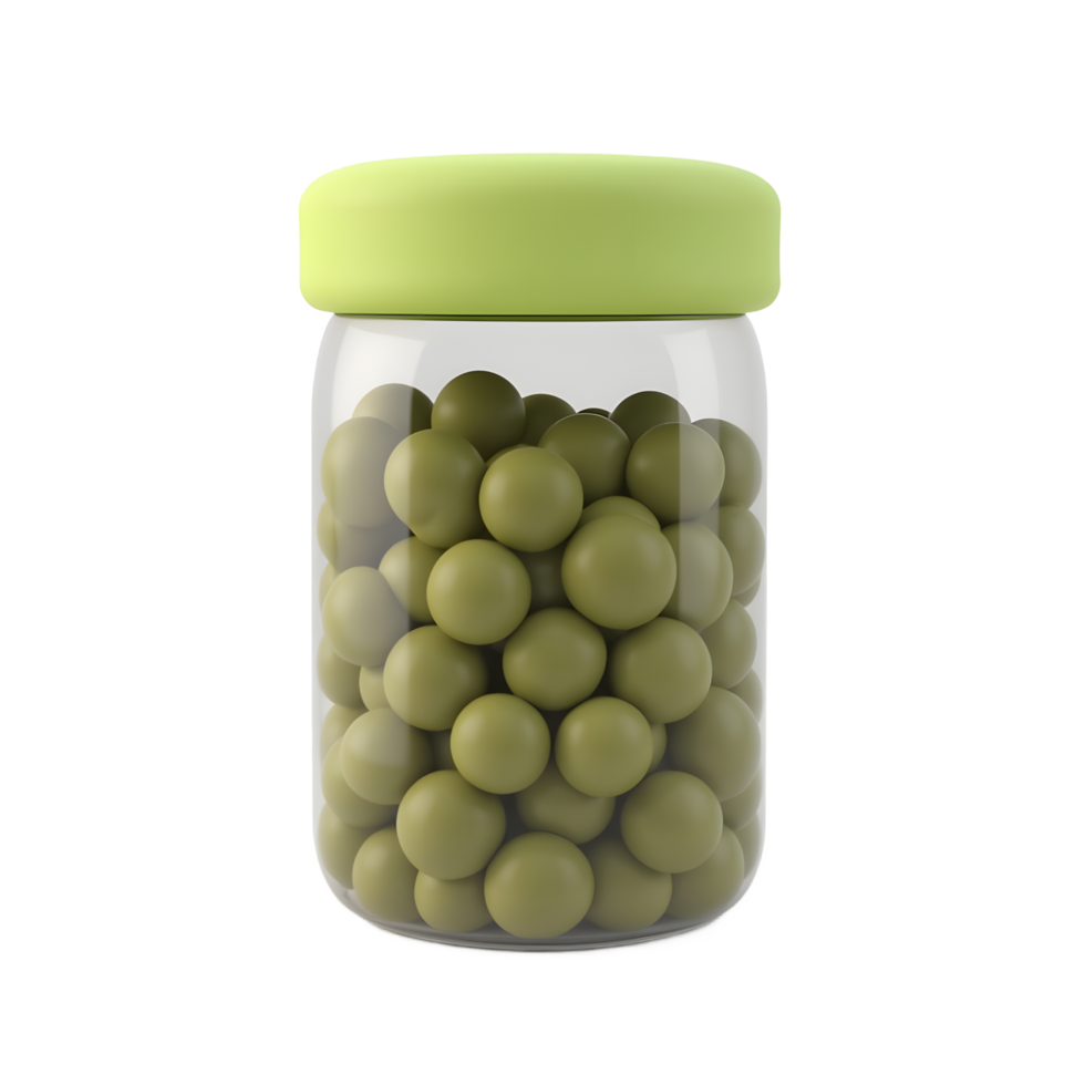 Glass Jar of Green Candy Balls png