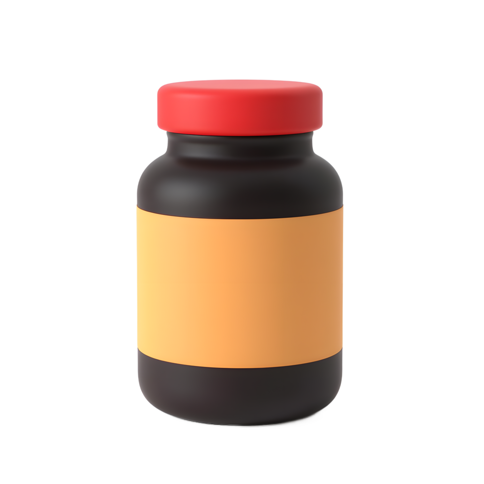 Blank Supplement Bottle Mockup with Red Cap and Orange Label png