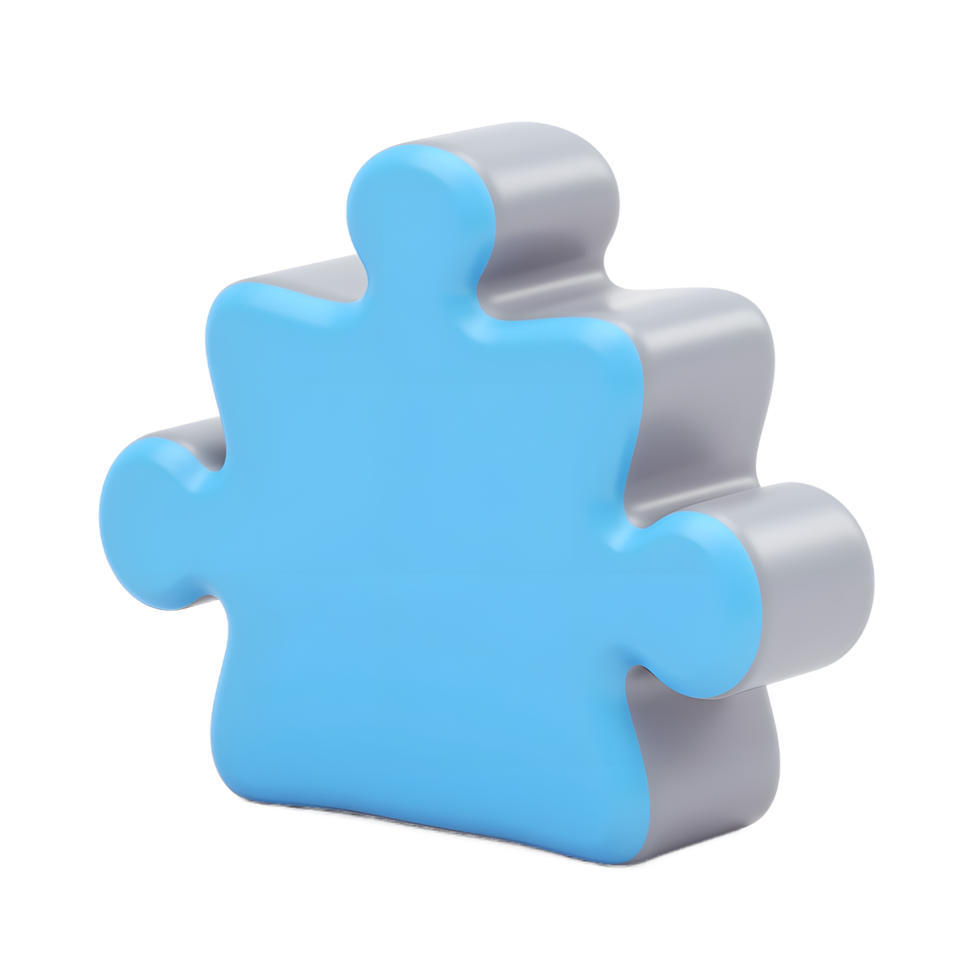 3D Puzzle Piece Icon Light Blue Gray Solution png