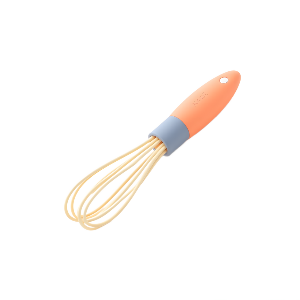 Stylish Peach and Gray Silicone Whisk for Baking and Cooking png