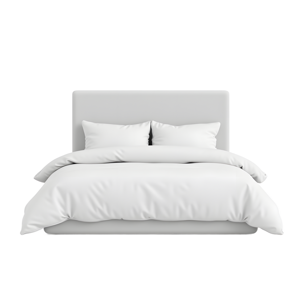 Clean White Bed Mockup Perfect for Bedding Designs png