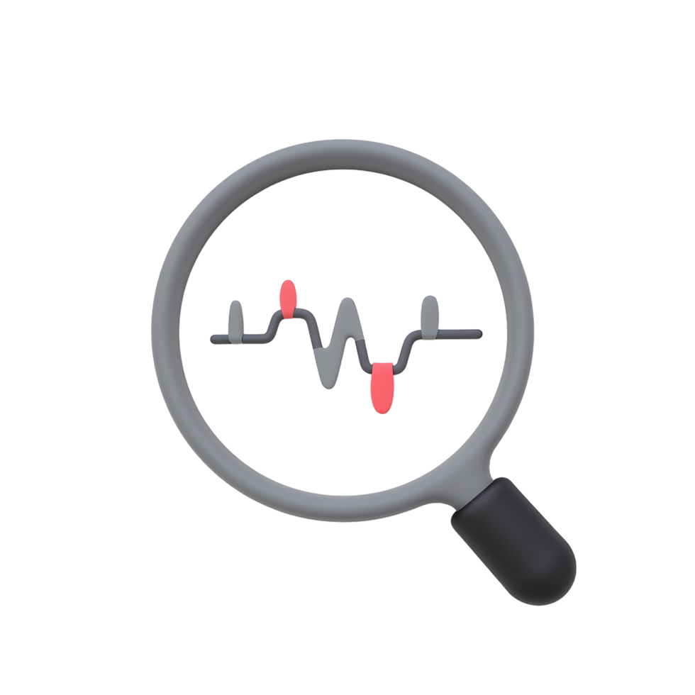 Magnifying Glass Data Analysis Chart 3D Icon png
