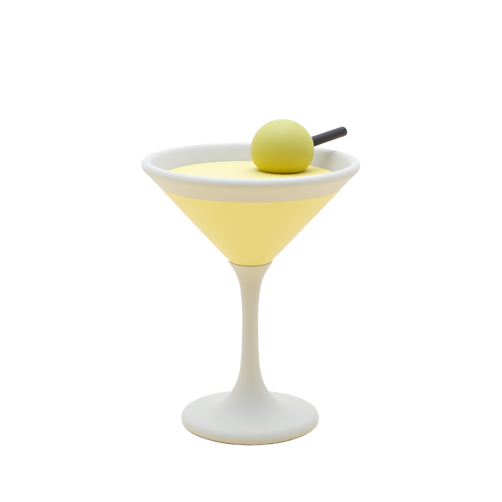 Yellow Martini Cocktail Drink 3D Render Illustration png