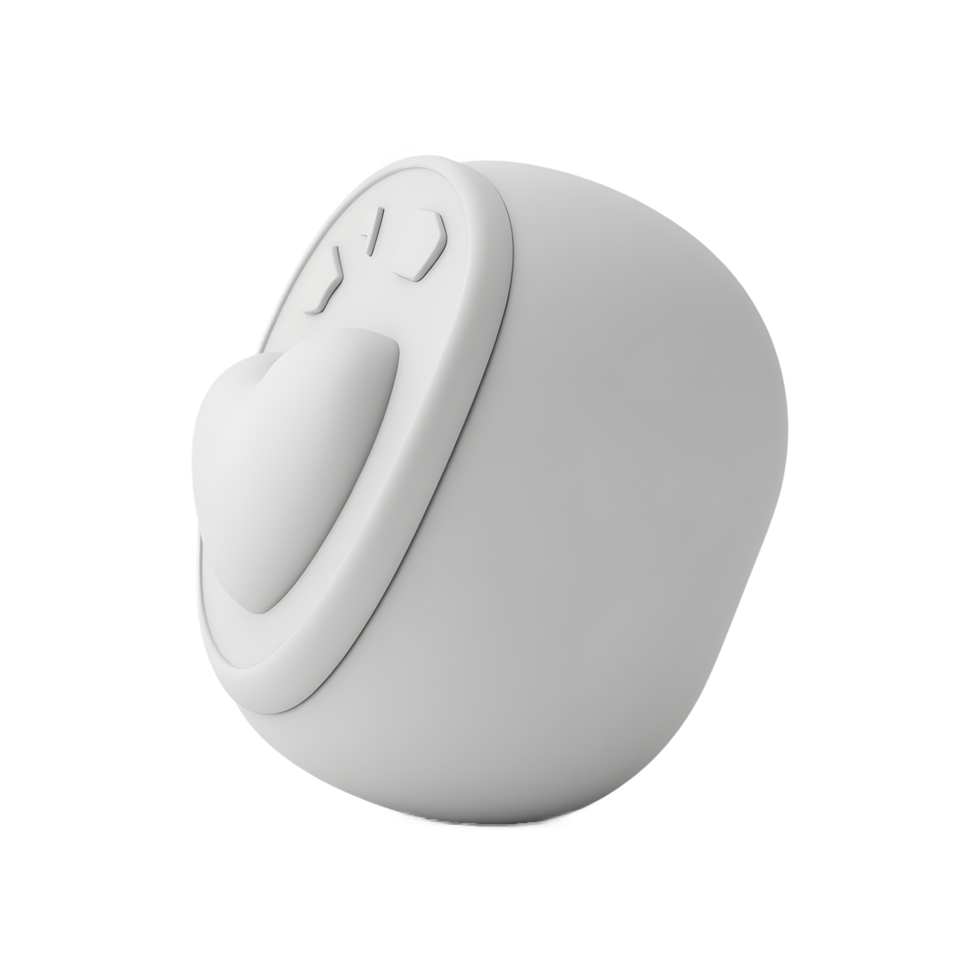 White Heart Shaped Button Device 3D Render png