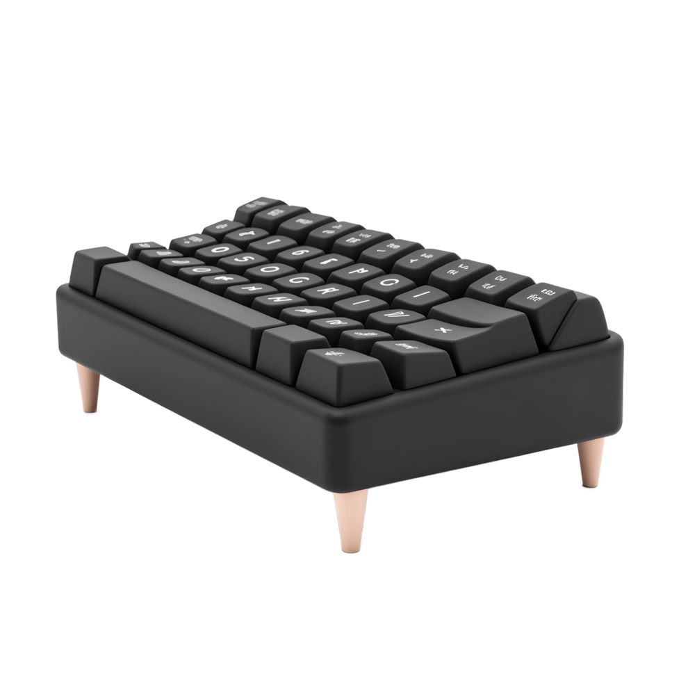 Stylish Black Compact Keyboard with Rose Gold Legs png