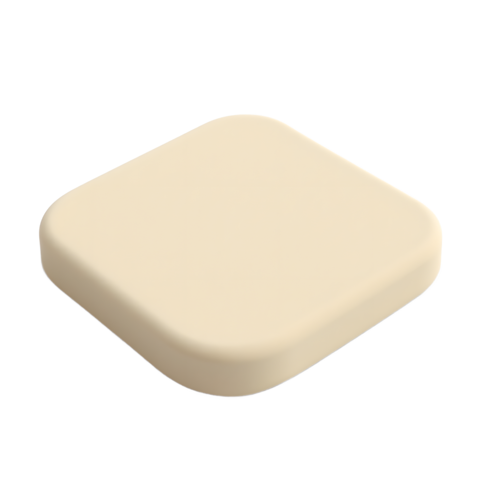 Creamy Beige Square Button 3D Render Mockup png