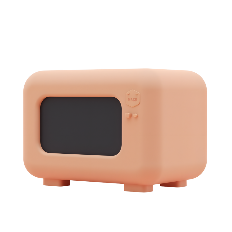 Retro Peach Microwave Design 3D Render png