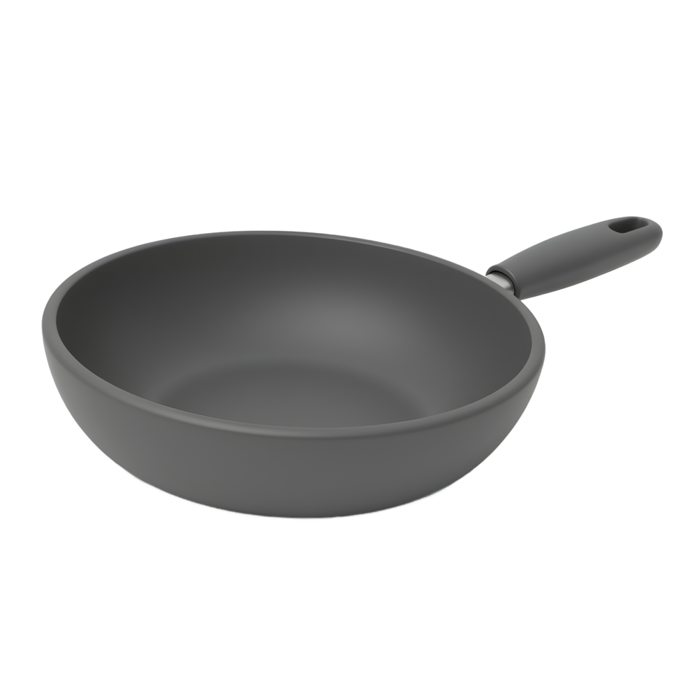 Durable Gray Non-Stick Wok Pan with Ergonomic Handle png
