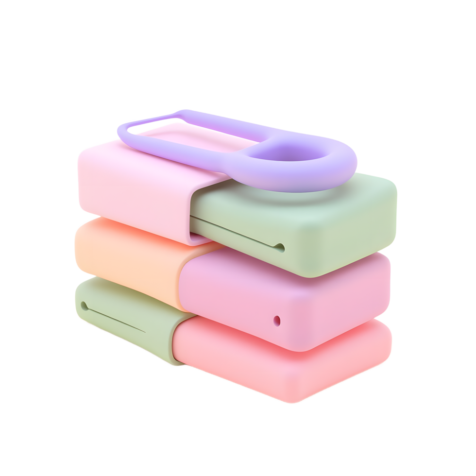 Pastel Stacked Blocks 3D Render Cute and Minimalist Design png
