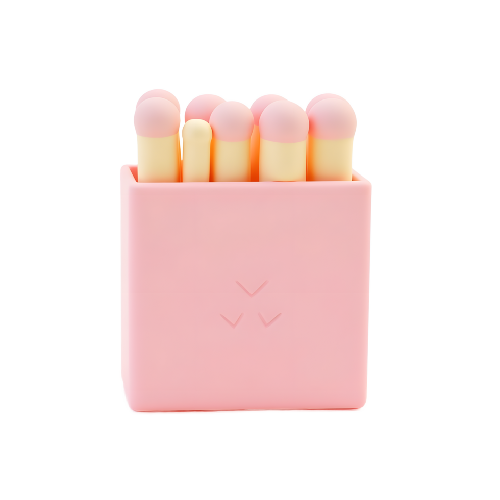 Cute Pink Matchbox 3D Render Cartoon Matches png