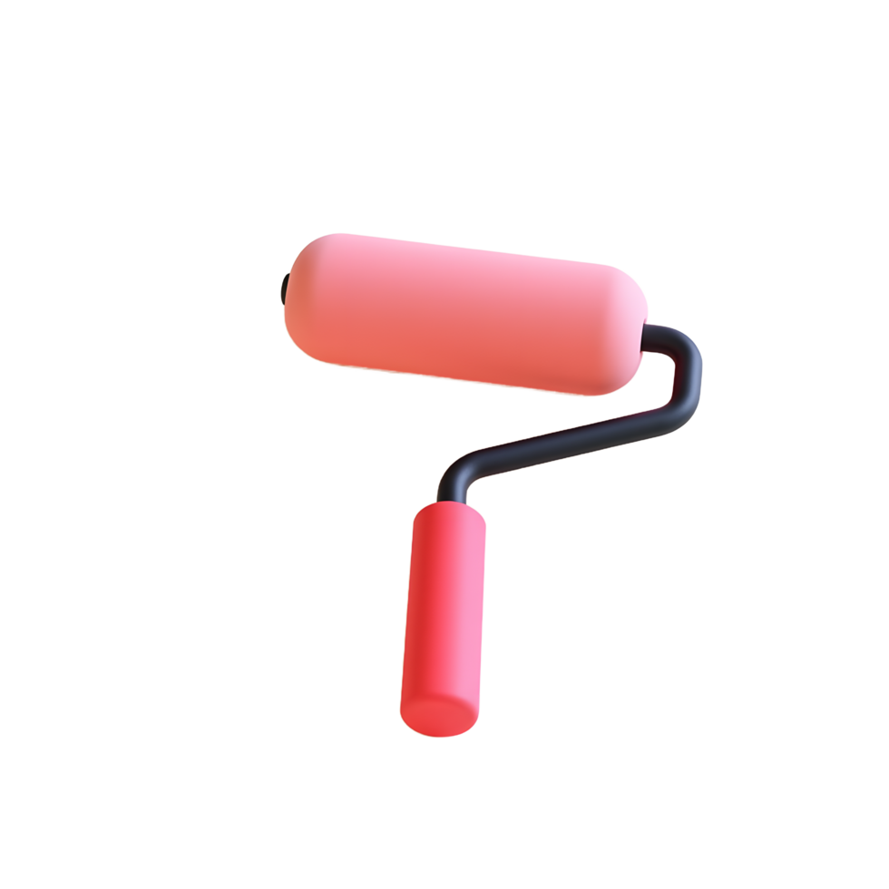 Pink Paint Roller 3D Render for Home Decor Projects png