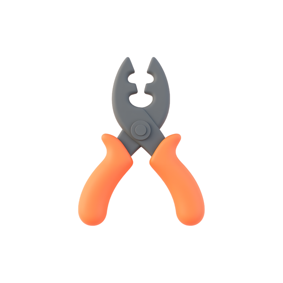 Orange and Gray Pliers 3D Render for DIY Projects png