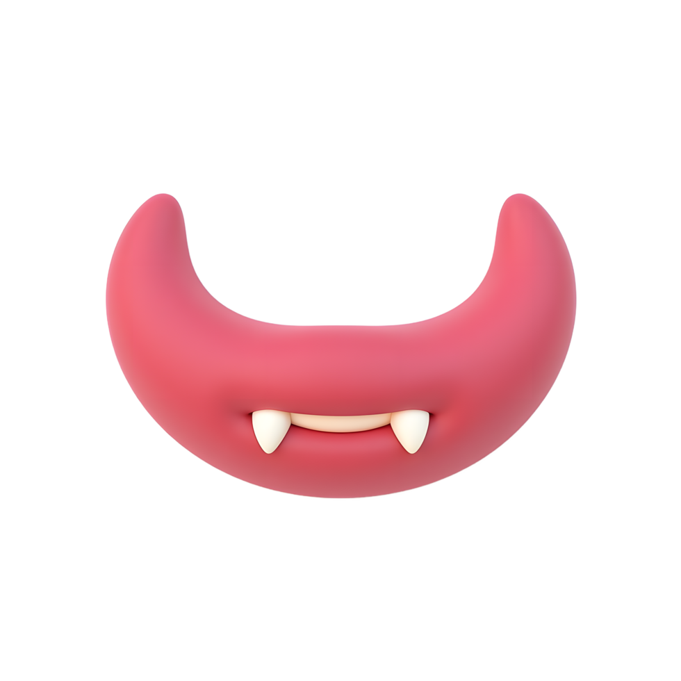 Cute Cartoon Vampire Fangs and Lips 3D Render png