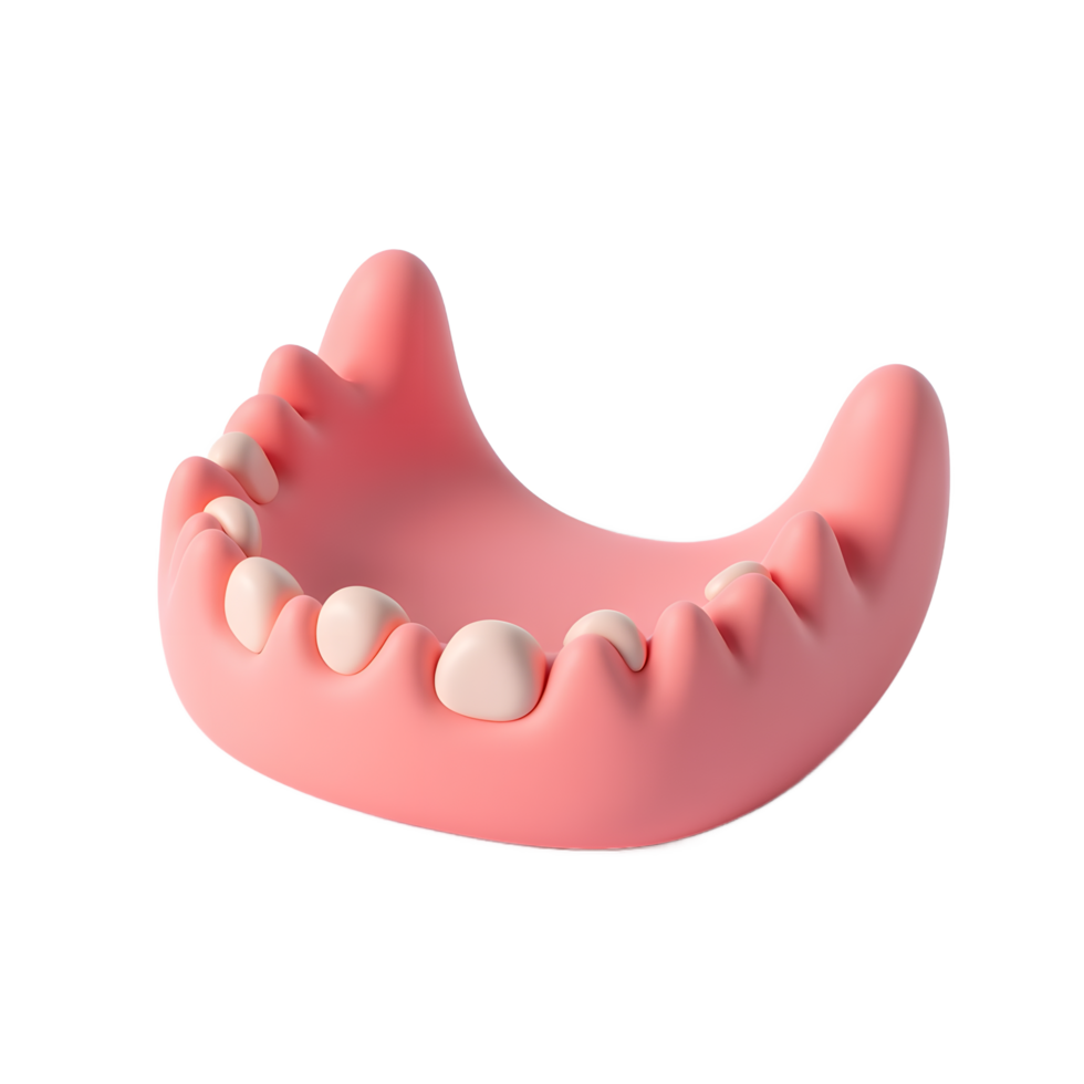 3D Render Cartoon Teeth Model Gums Pink White png