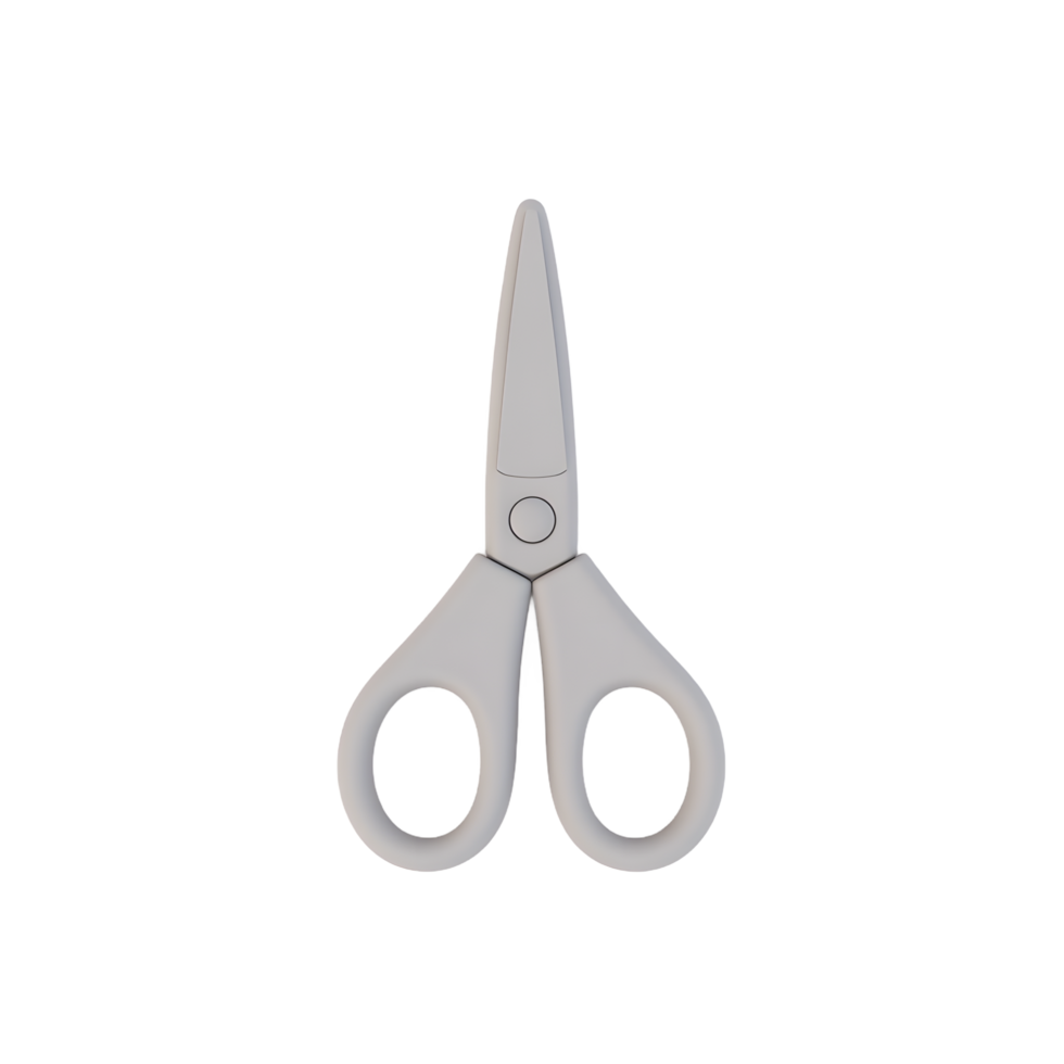 Grey Plastic Scissors Product Shot on White Background png
