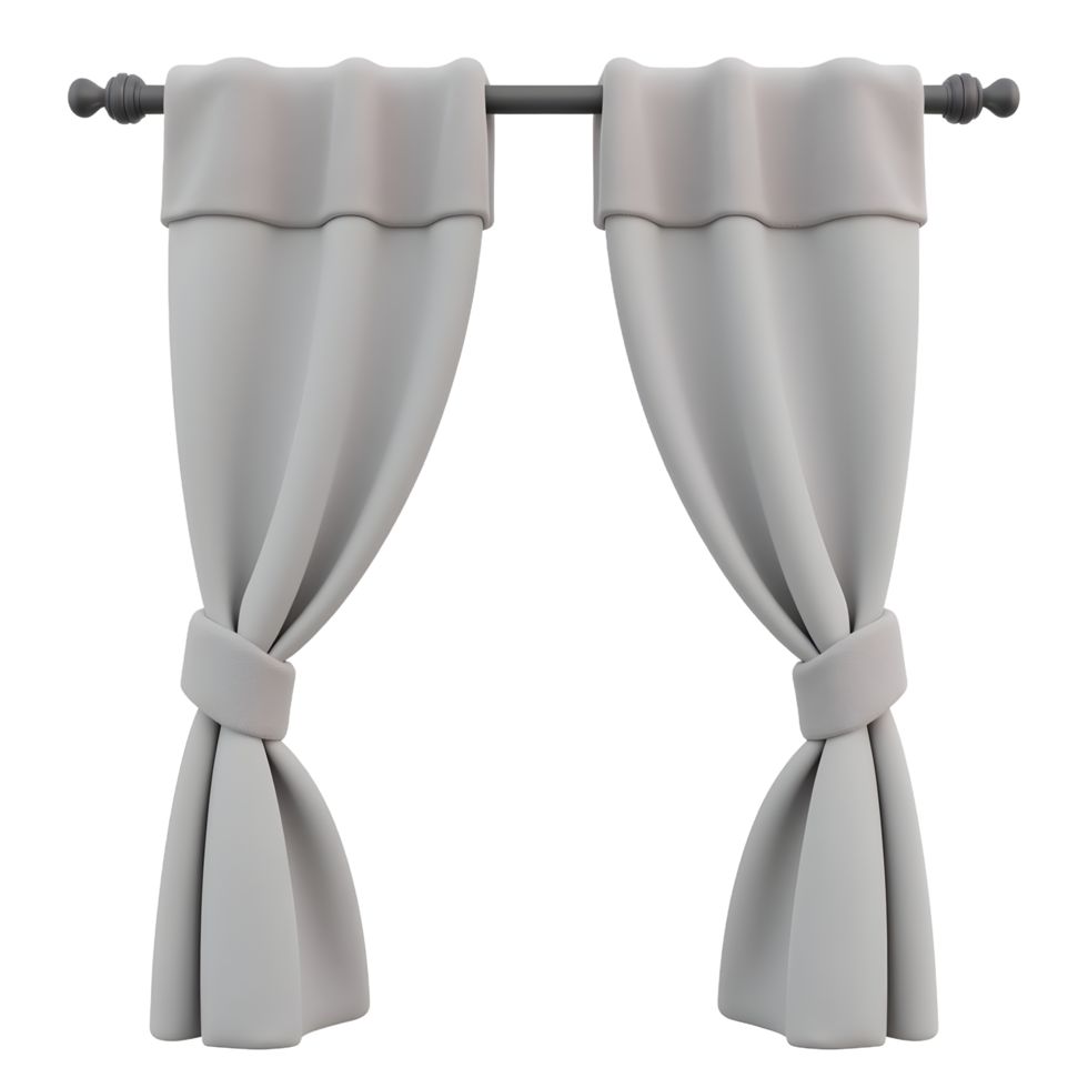Elegant Gray Curtains with Rod for Window Decor png