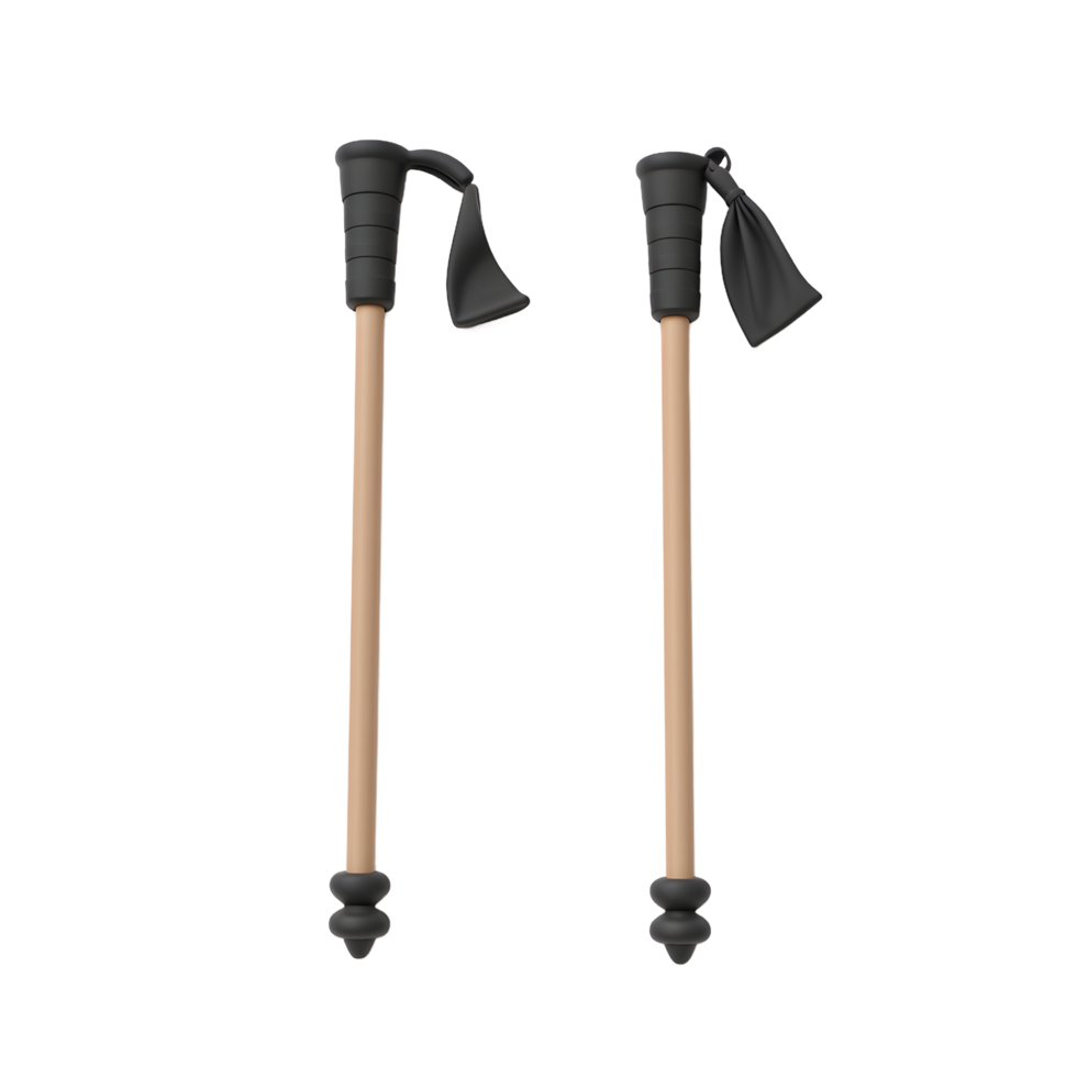 Stylish Wooden Walking Sticks with Black Silicone Grips png