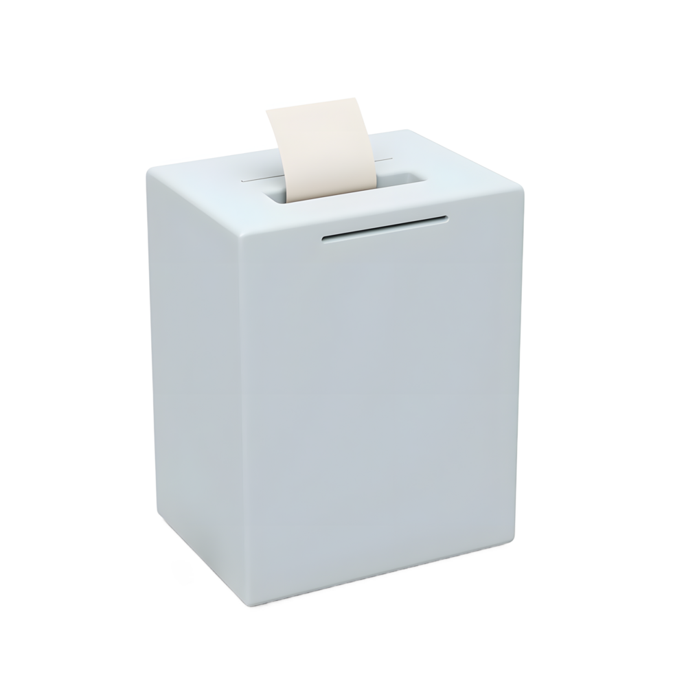 Simple Ballot Box 3D Render with Vote Slip png