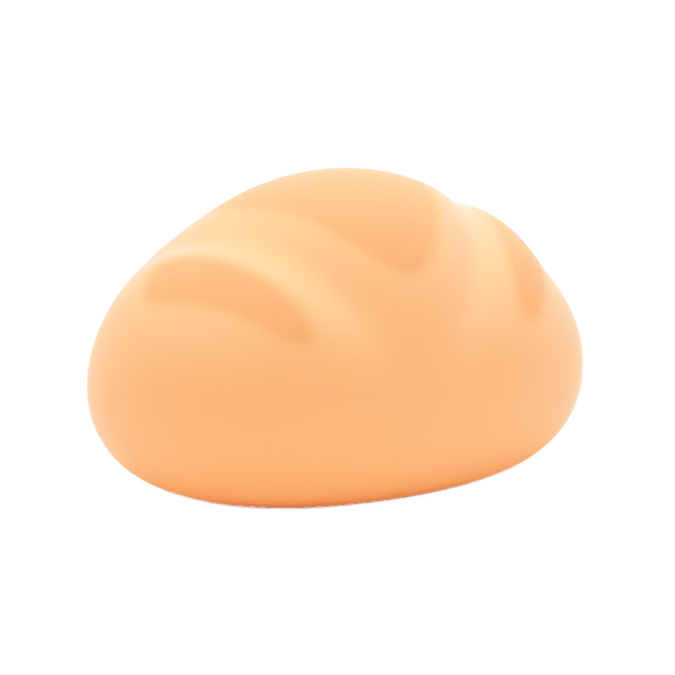 Soft Peach Colored Bread Roll 3D Render png
