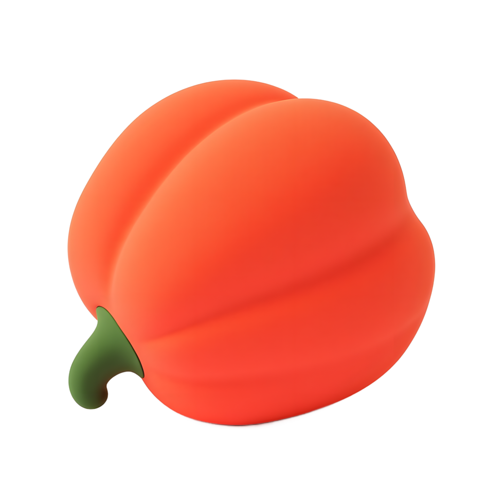 Orange Pepper 3D Render Smooth Surface Vibrant Color png