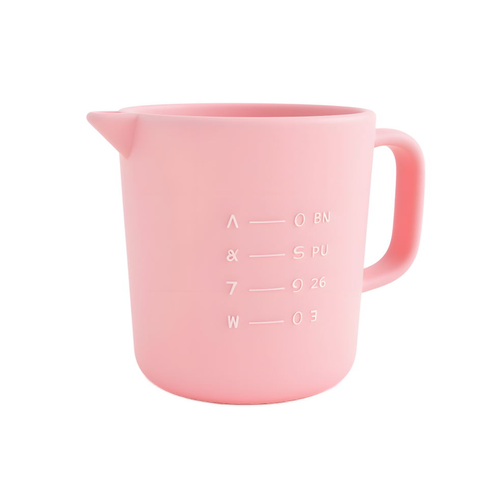 Pink Silicone Measuring Cup with Handle for Kitchen png