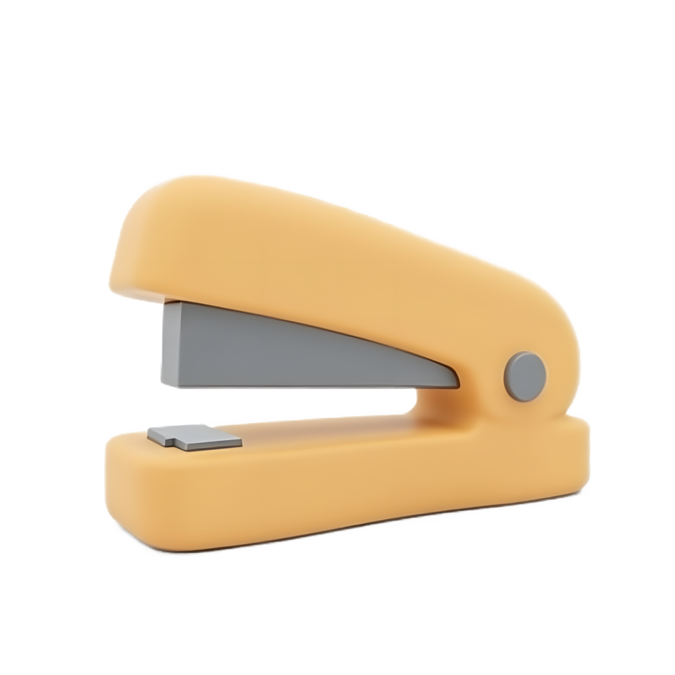 Pastel Orange Stapler 3D Render for Office Supplies png