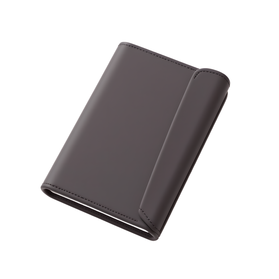 Elegant Dark Gray Leather Notebook Mockup png